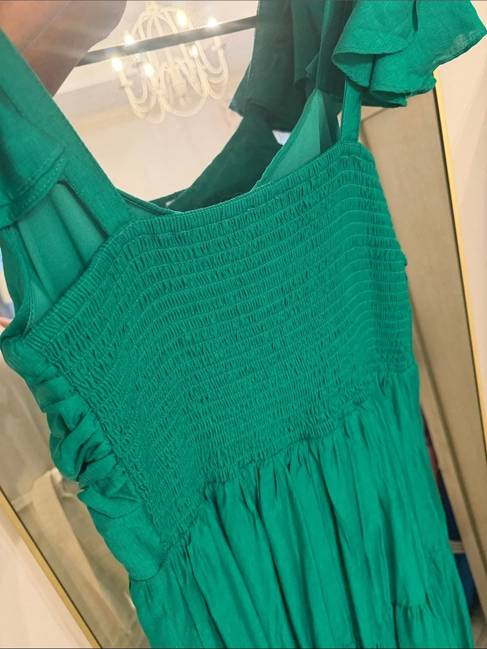 Flying Tomato Emerald Green like bee Maxi Dress with Ruffled Sleeves